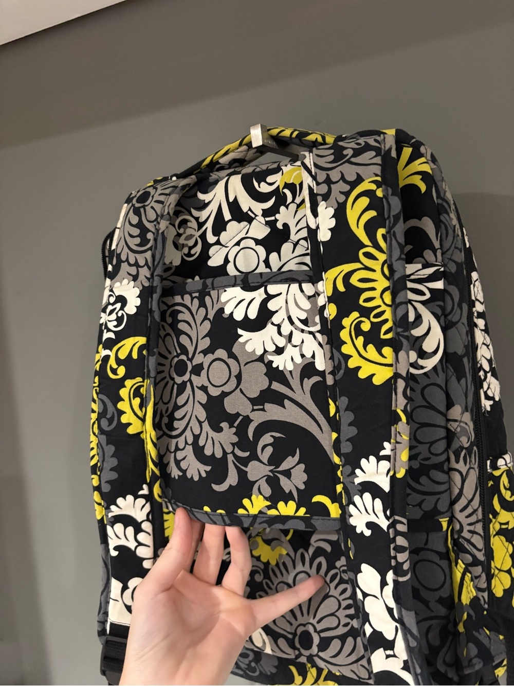 Vera Bradley Quilted Floral Backpack in Yellow, Gray & Black - Picture 5 of 5